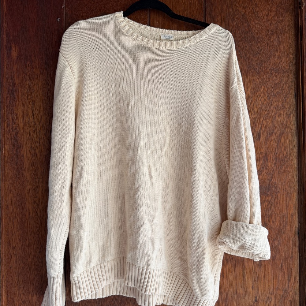 John Galt Cotton Cream Sweater One Size